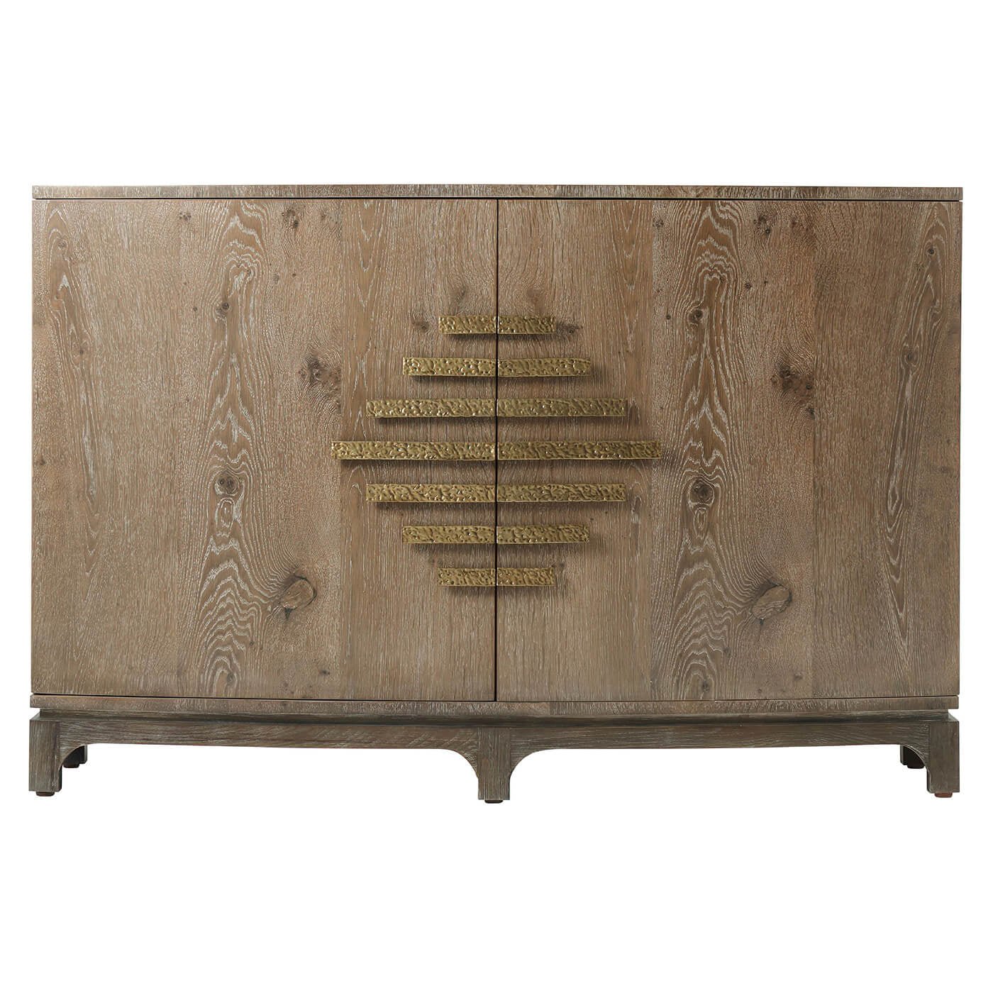 Modern Aged Oak Bowfront Cabinet - English Georgian America