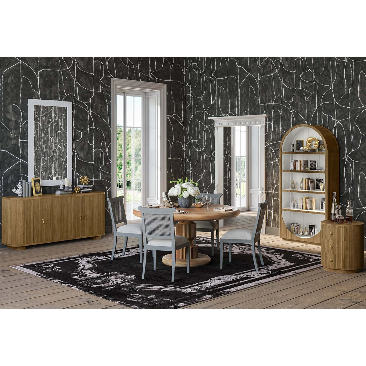 Modern Arched Top Open Bookshelf - English Georgian America