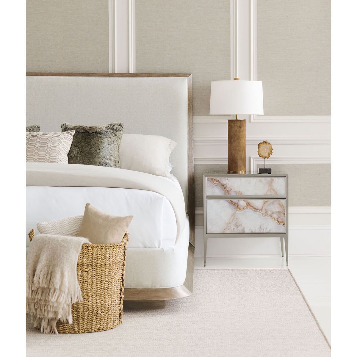 Modern Ash Frame Platform King Bed - English Georgian America