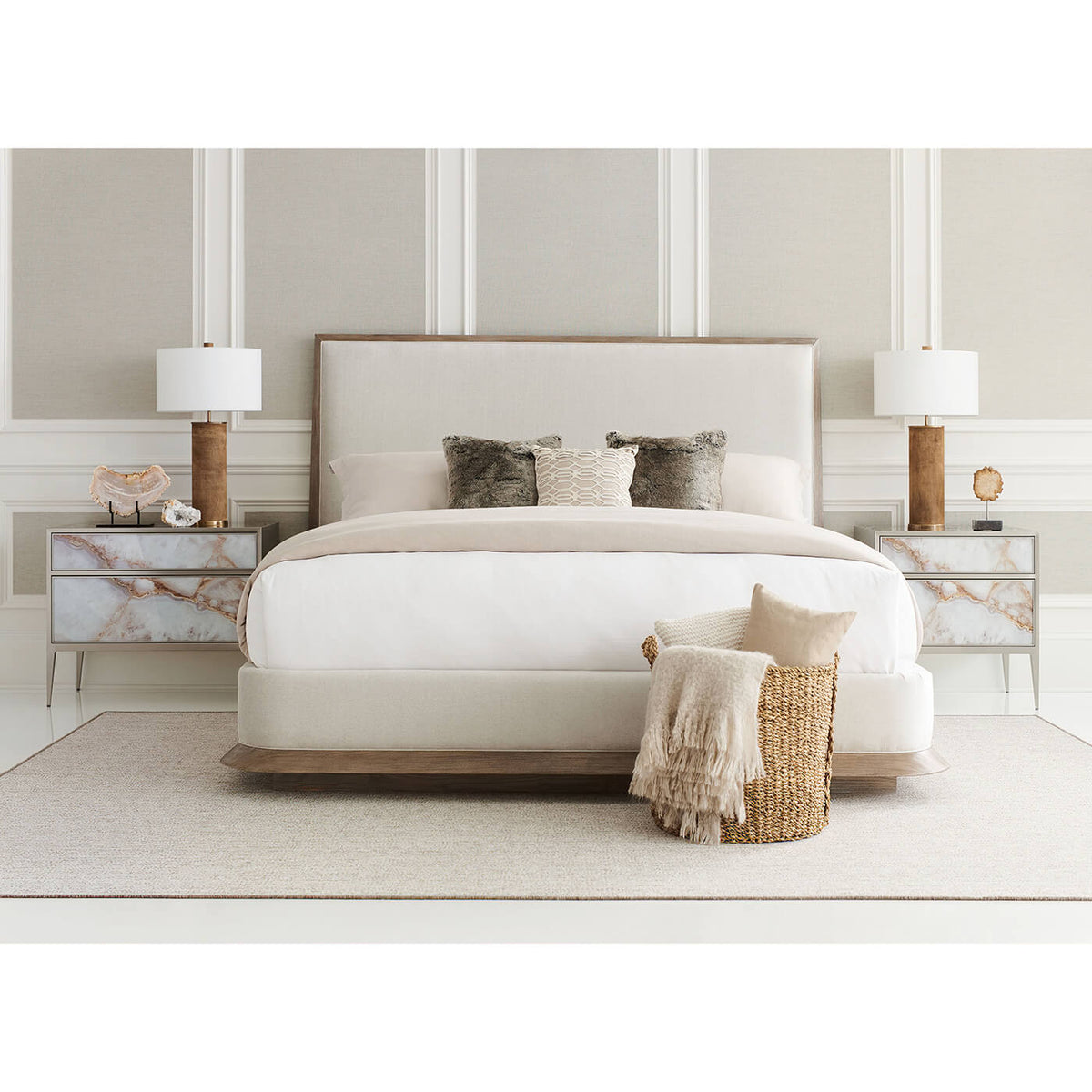 Modern Ash Frame Platform King Bed - English Georgian America