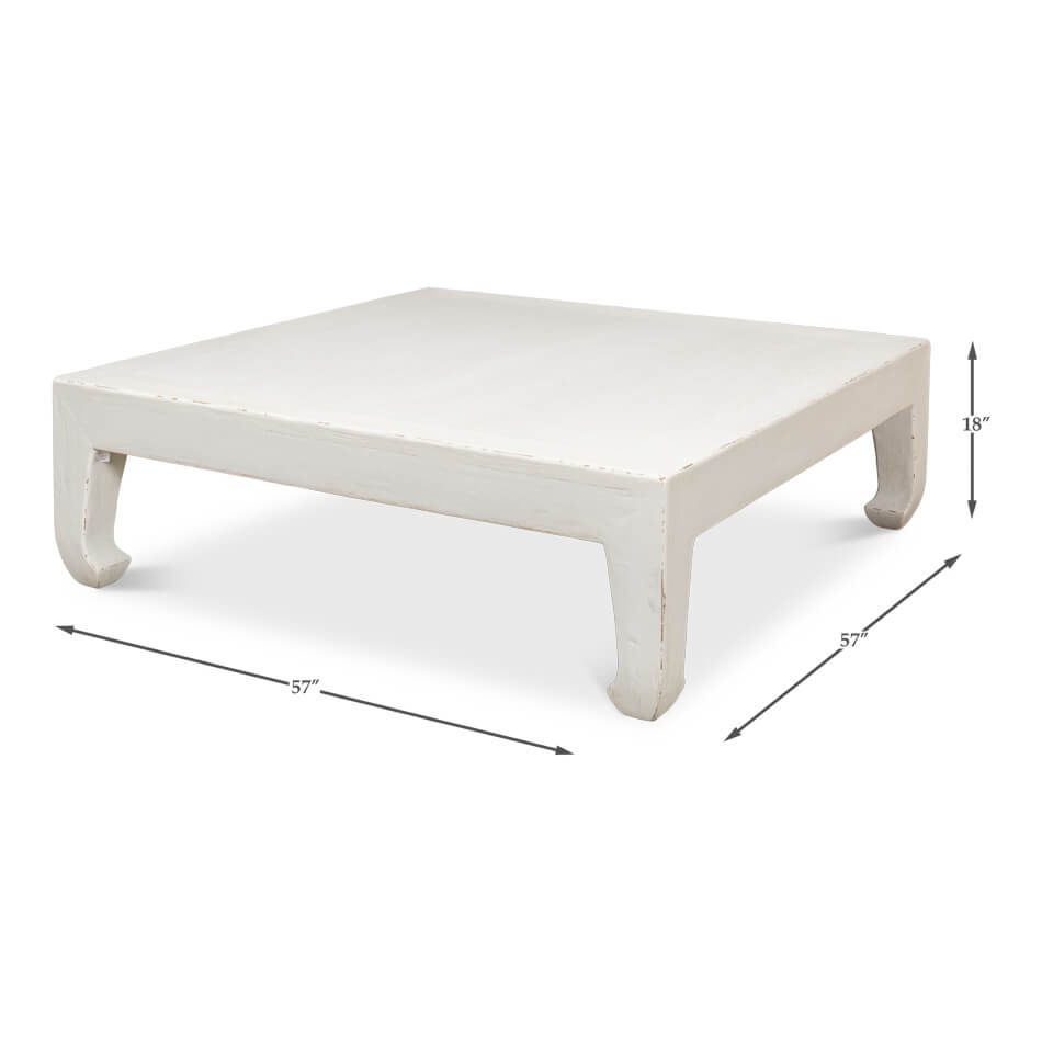 Modern Asian-Style White Coffee Table - English Georgian America