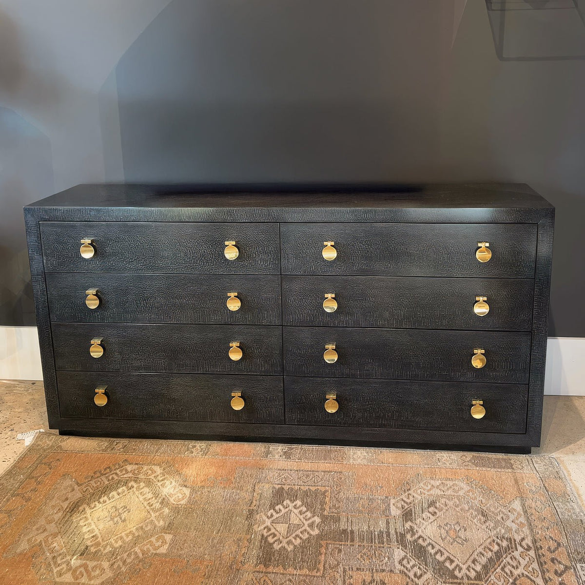Modern Black Eight Drawer Dresser - English Georgian America