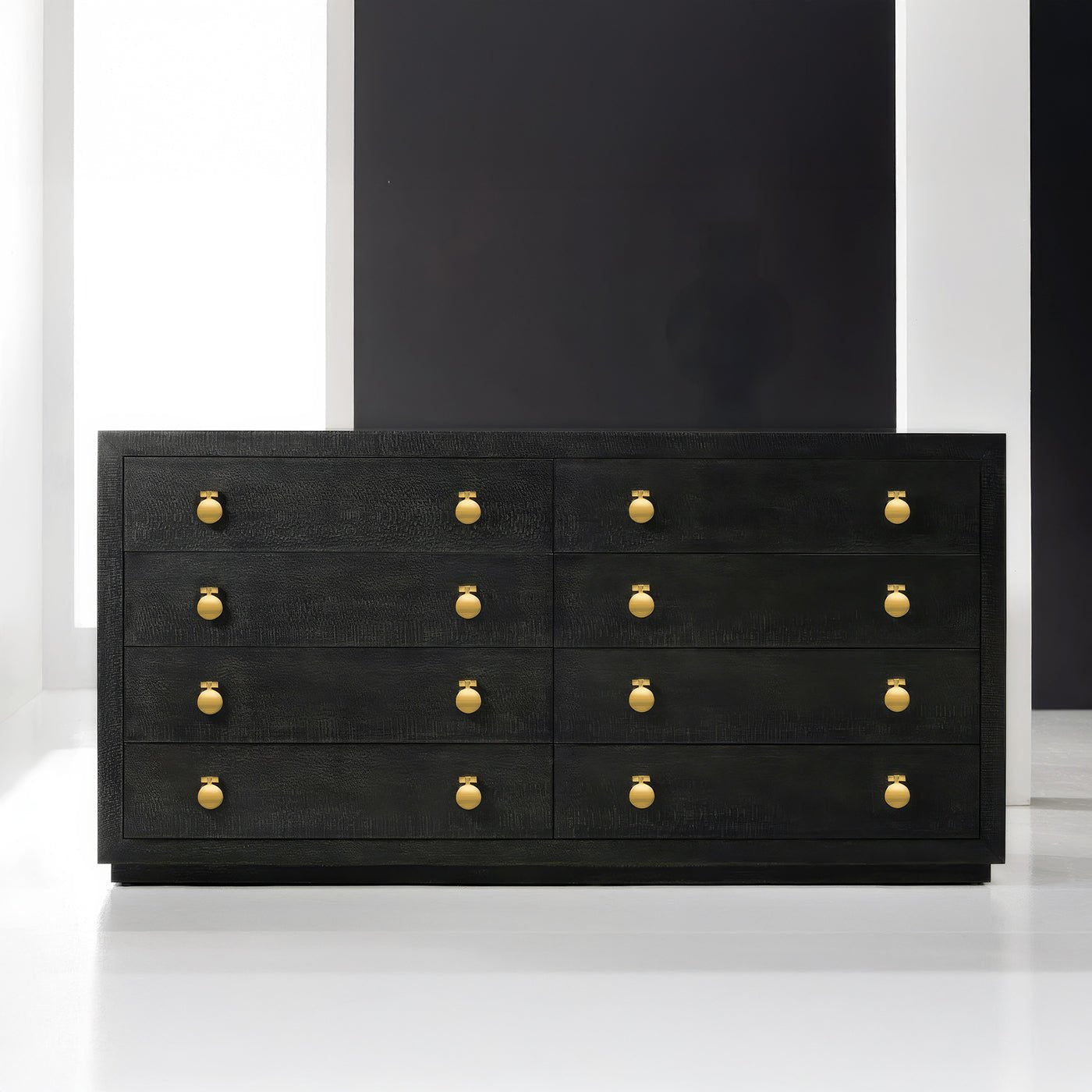 Modern Black Eight Drawer Dresser - English Georgian America