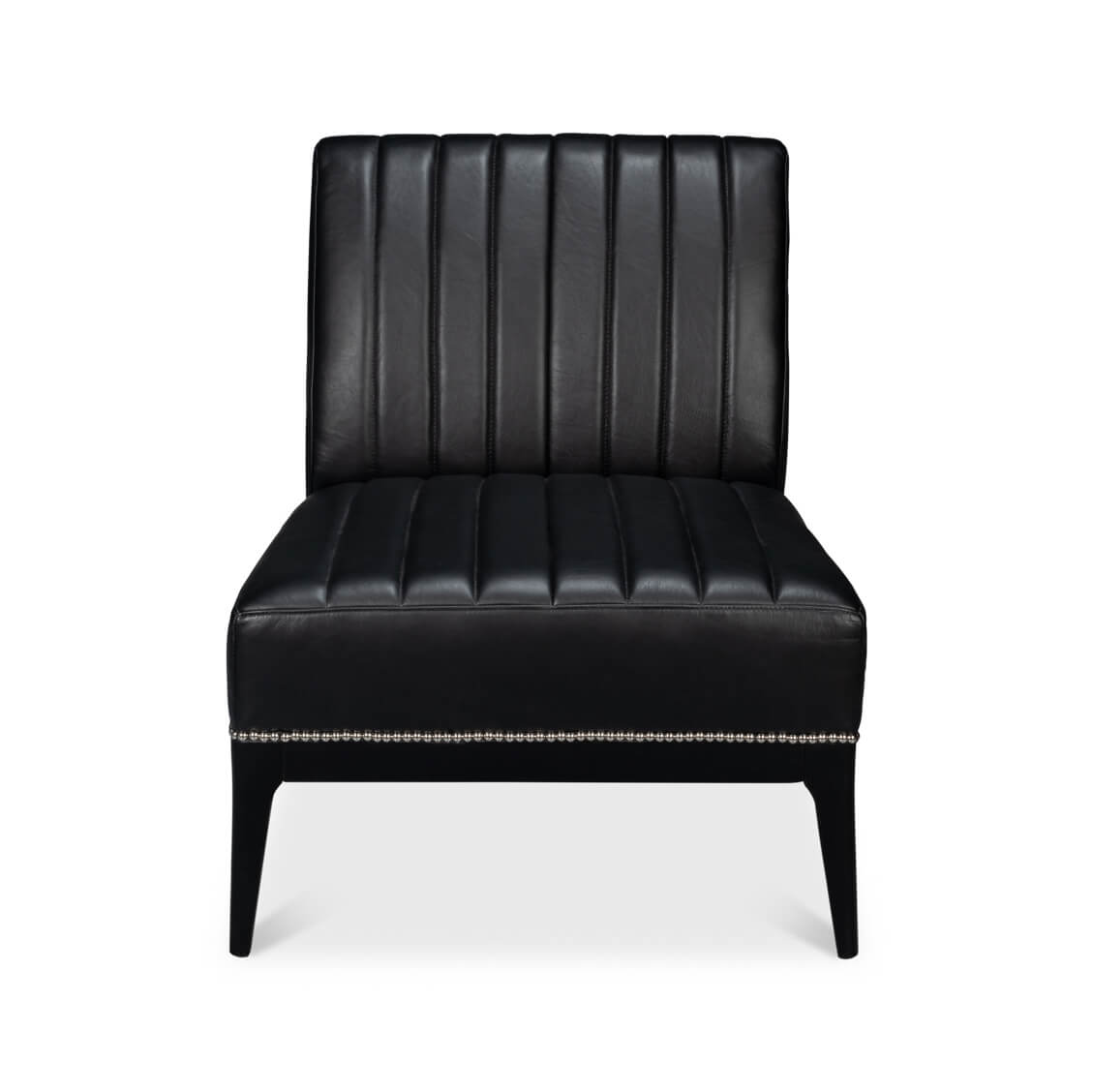 Modern Black Leather Accent Chair - English Georgian America