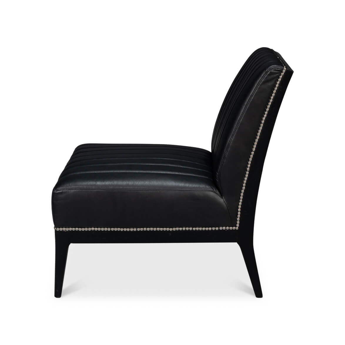 Modern Black Leather Accent Chair - English Georgian America