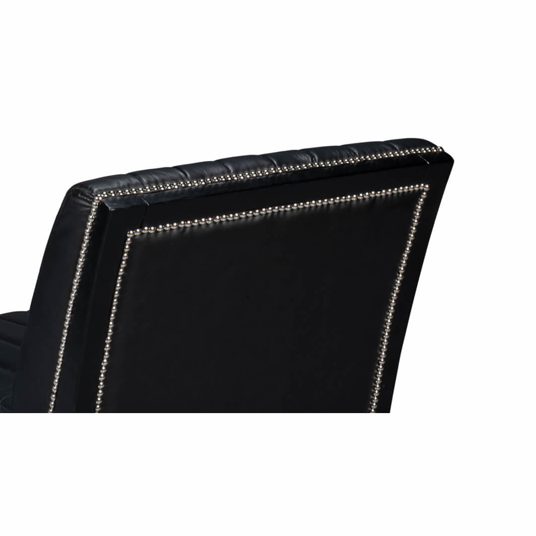 Modern Black Leather Accent Chair - English Georgian America