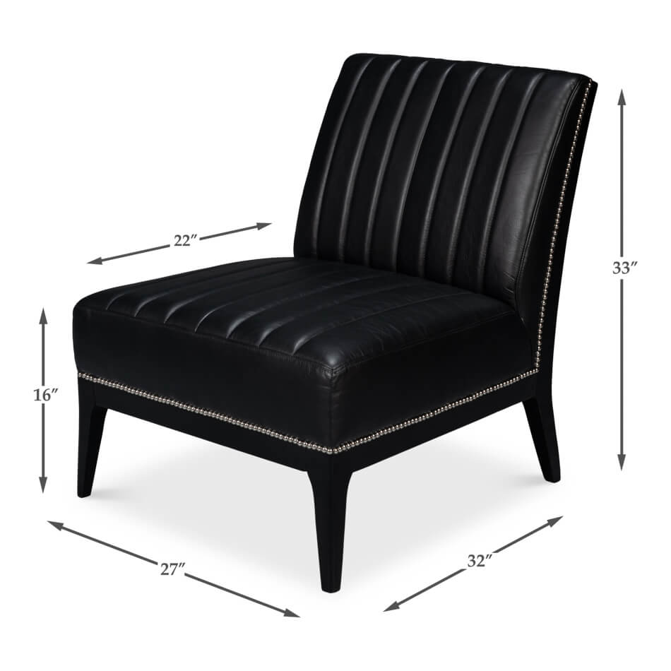 Modern Black Leather Accent Chair - English Georgian America