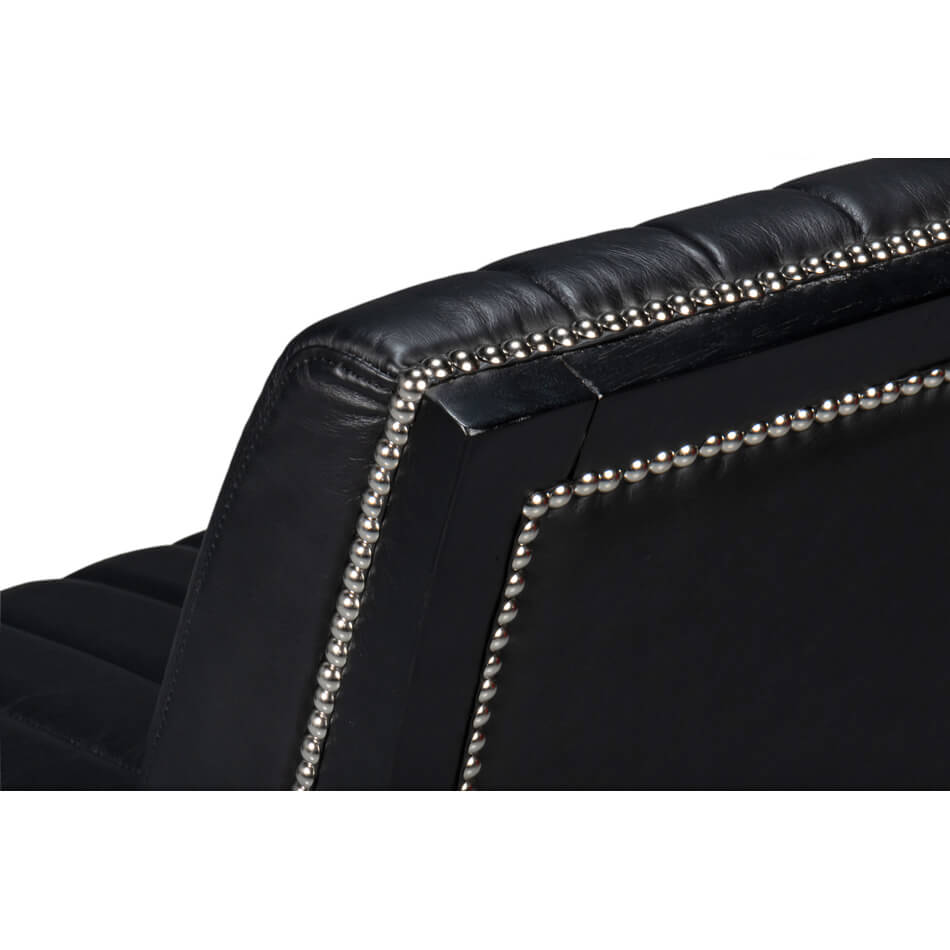 Modern Black Leather Accent Chair - English Georgian America