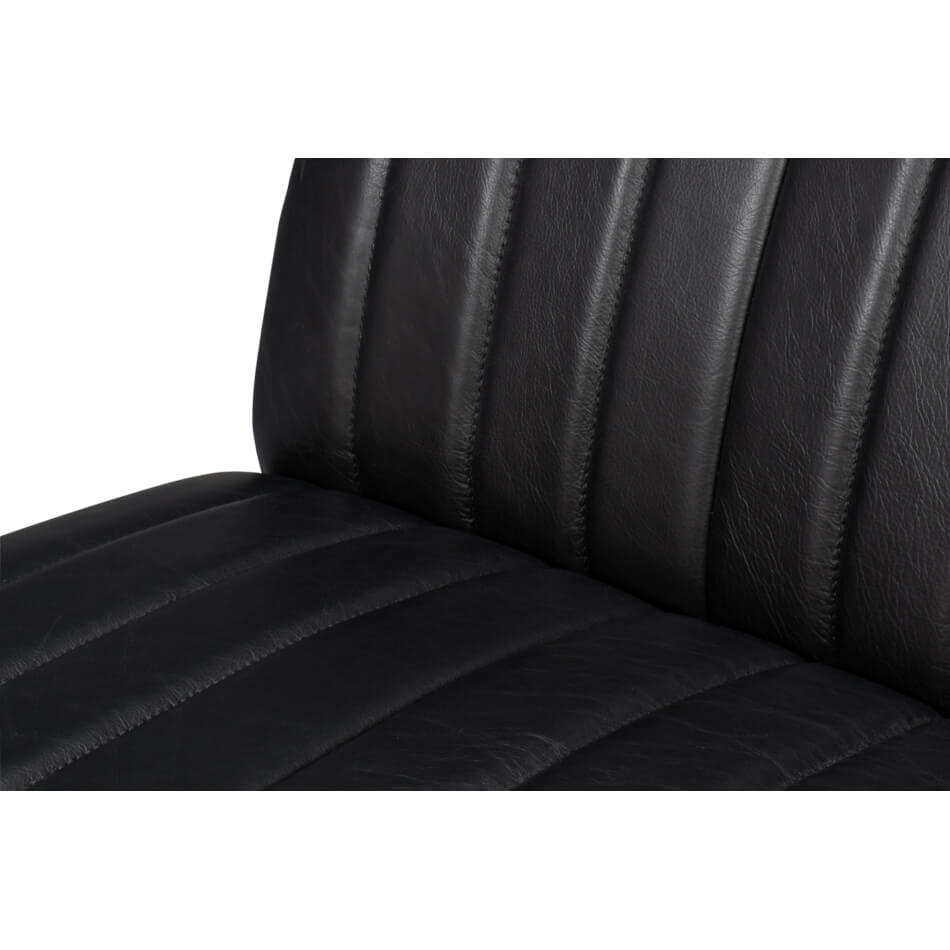 Modern Black Leather Accent Chair - English Georgian America