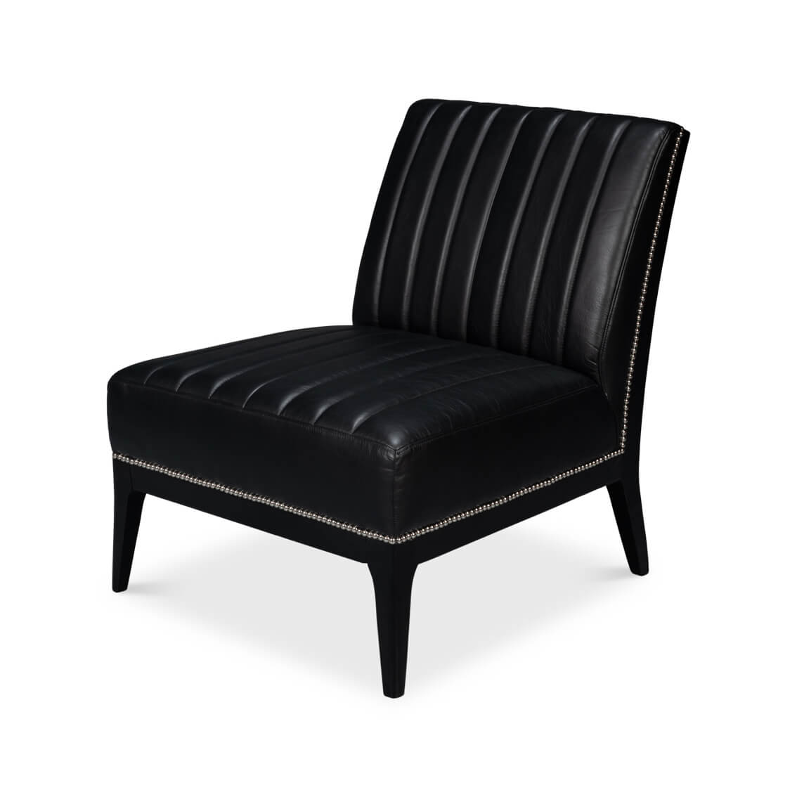 Modern Black Leather Accent Chair - English Georgian America