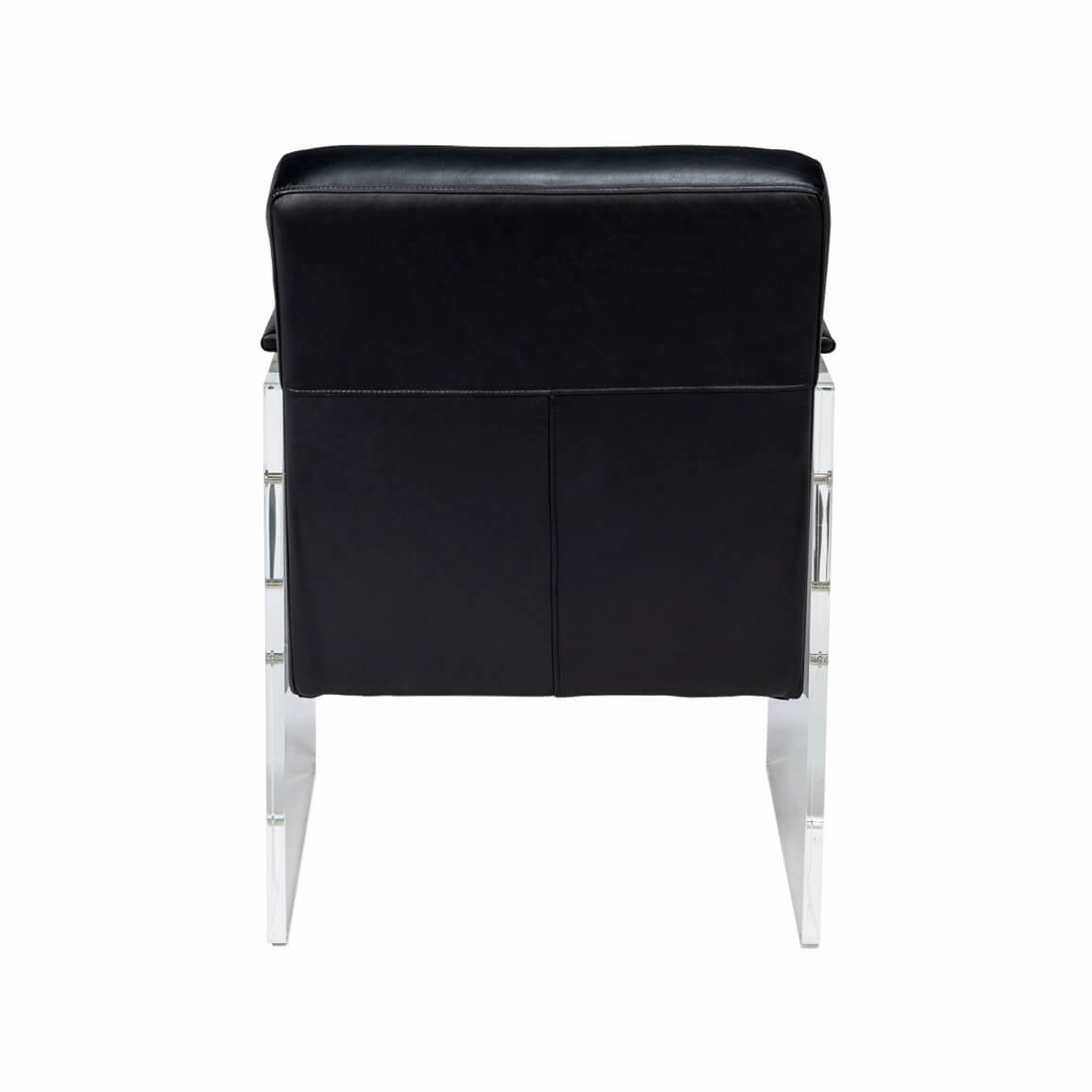 Modern Black Leather and Lucite Armchair - English Georgian America