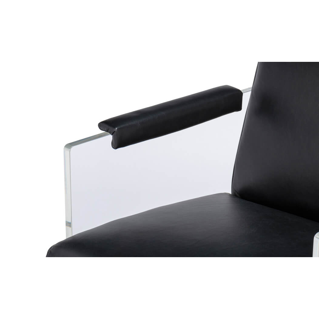 Modern Black Leather and Lucite Armchair - English Georgian America