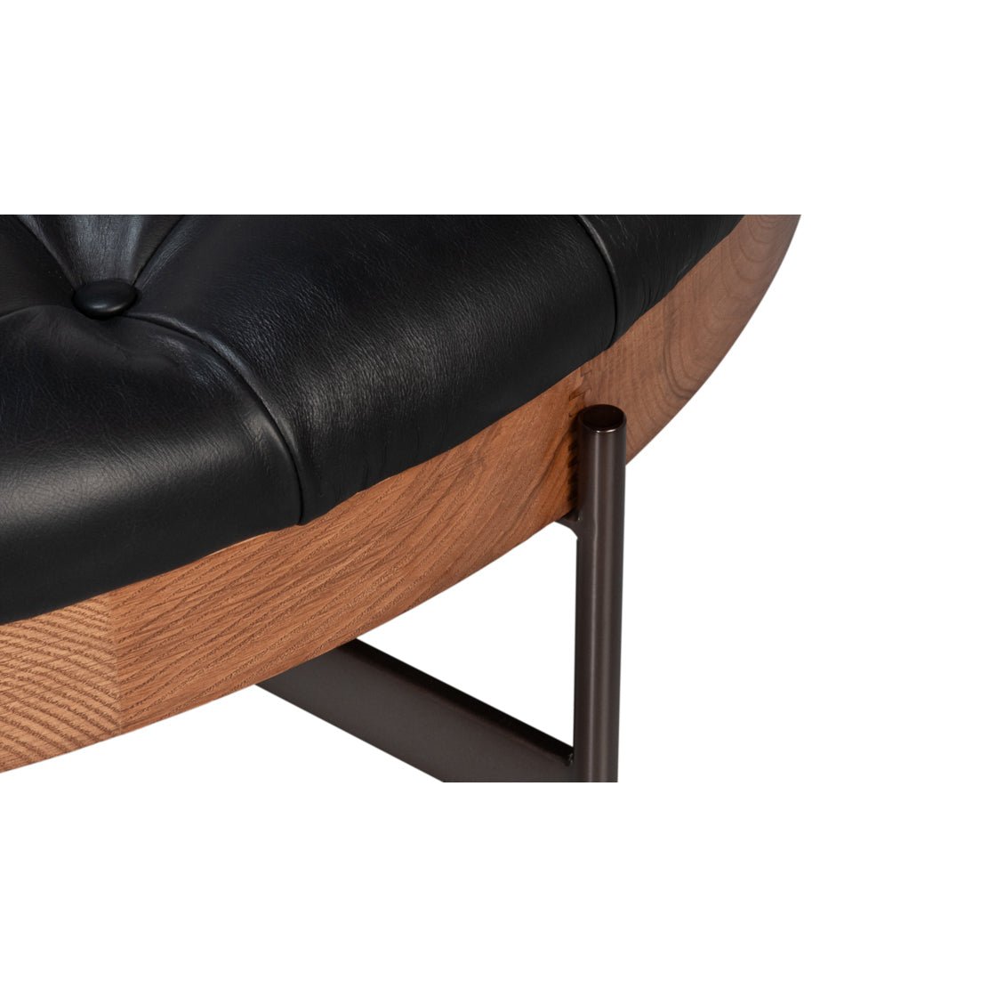 Modern Black Leather Cocktail Ottoman - English Georgian America