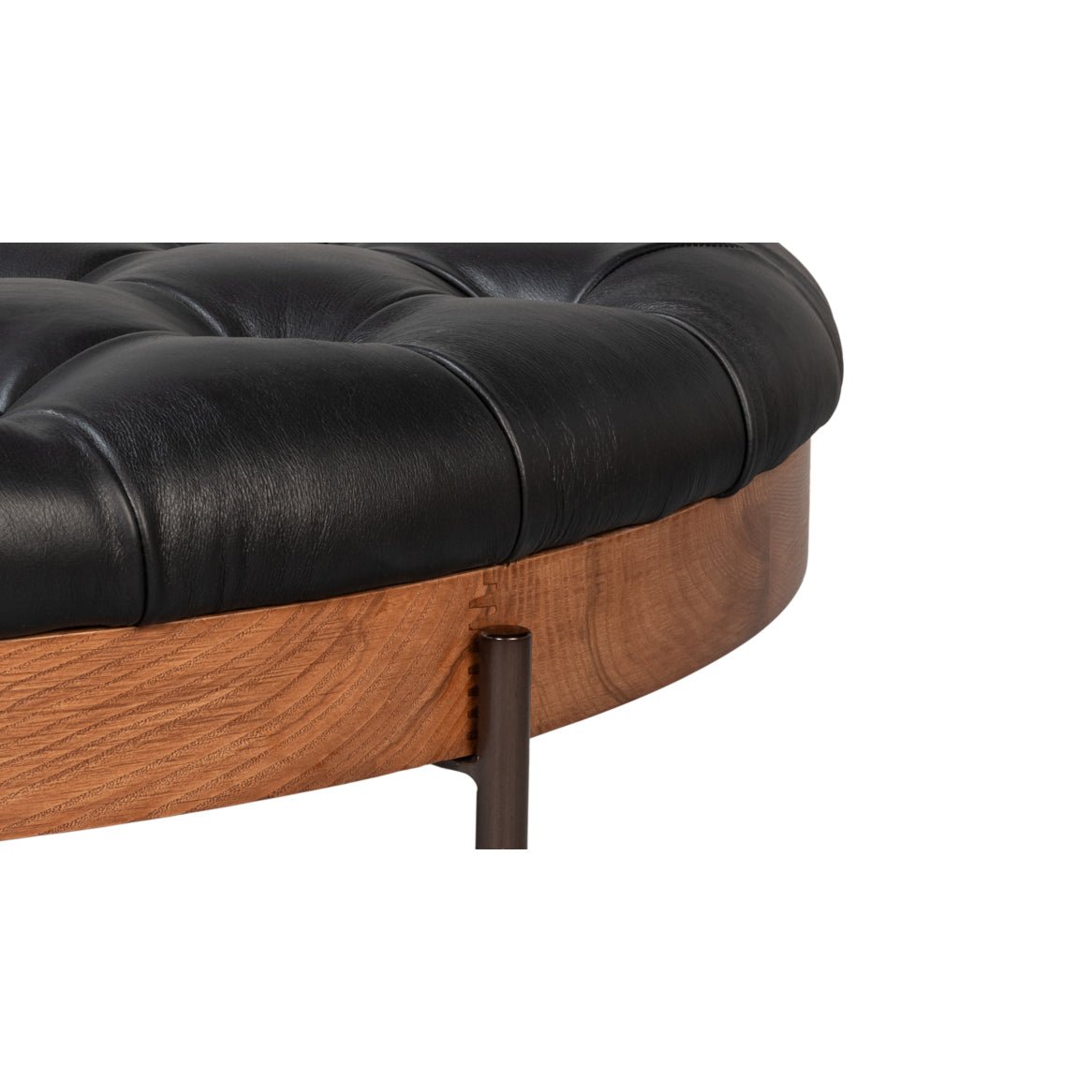 Modern Black Leather Cocktail Ottoman - English Georgian America