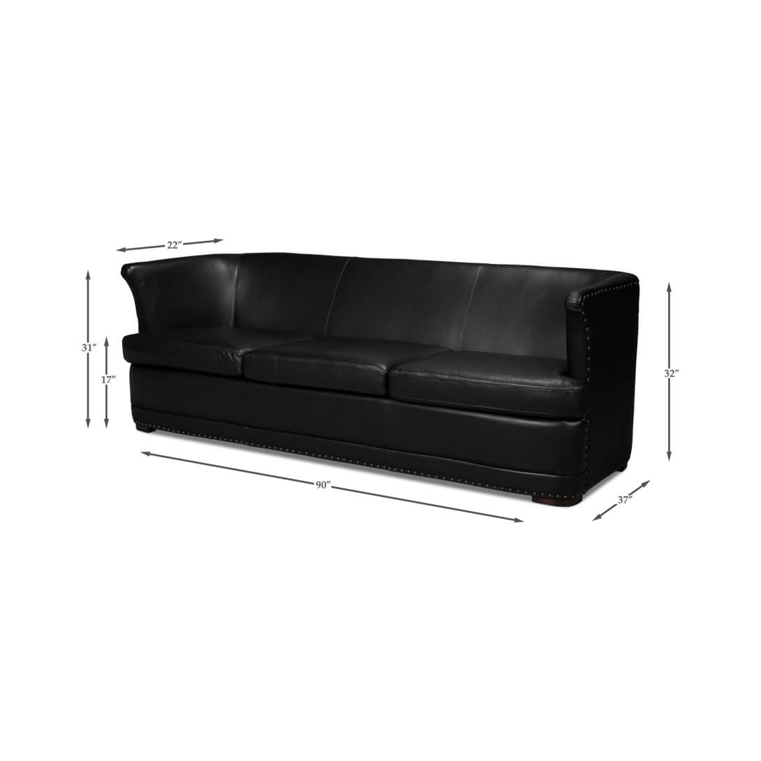 Modern Black Leather Sofa - English Georgian America