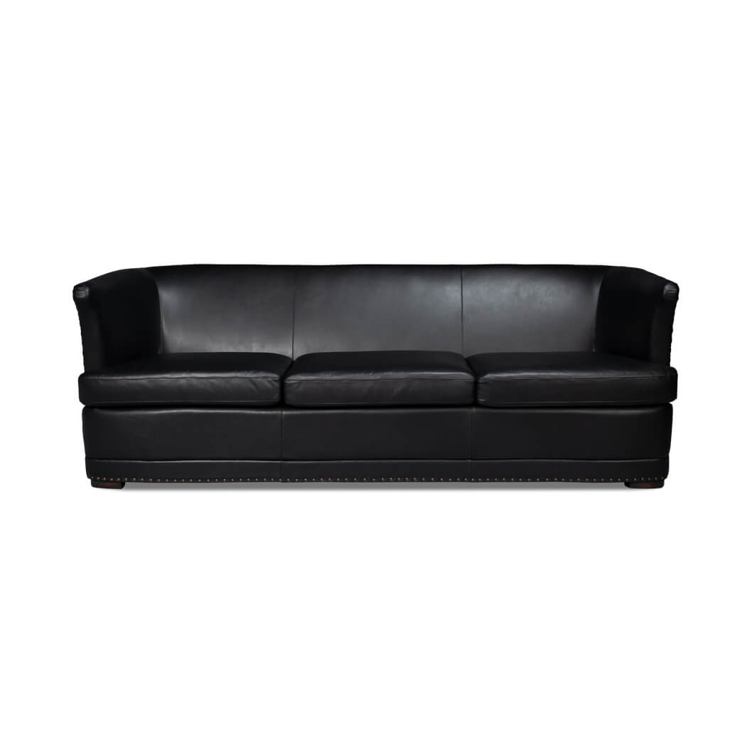 Modern Black Leather Sofa - English Georgian America