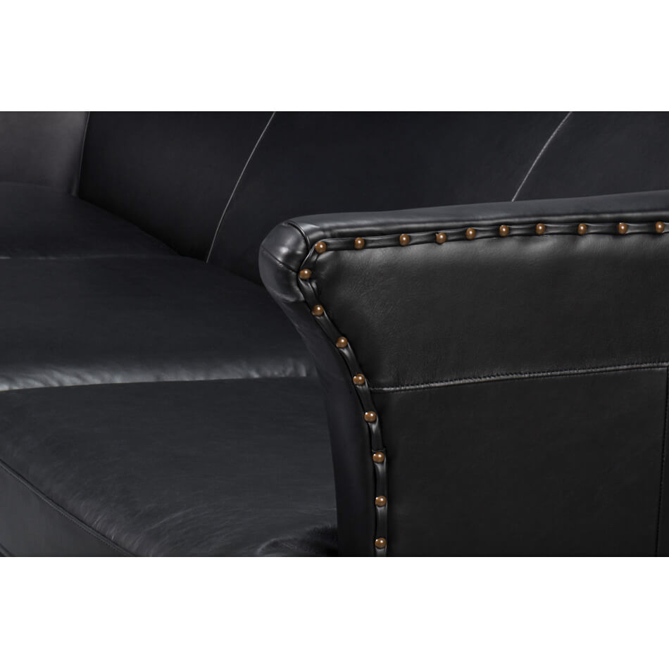Modern Black Leather Sofa - English Georgian America