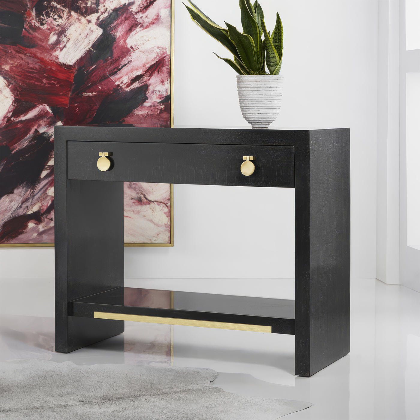 Modern Black Nightstand - English Georgian America