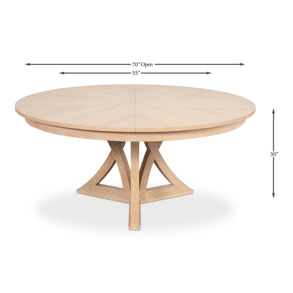 Modern Bleached Oak Jupe Dining Table - 70&quot; - English Georgian America