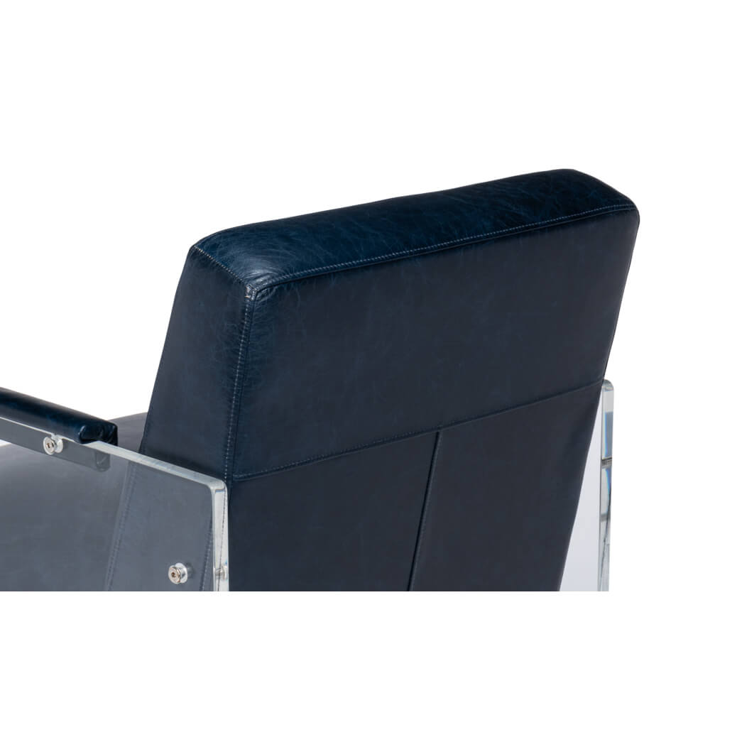 Modern Blue Leather and Lucite Armchair - English Georgian America