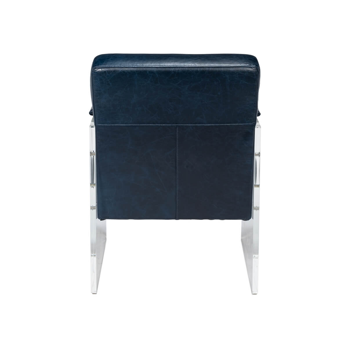 Modern Blue Leather and Lucite Armchair - English Georgian America