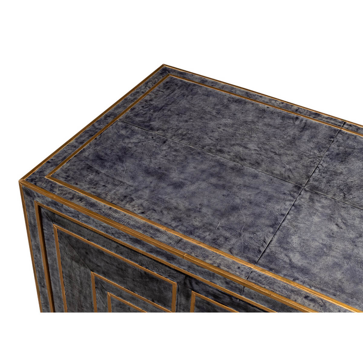 Modern Blue Leather Cabinet - English Georgian America