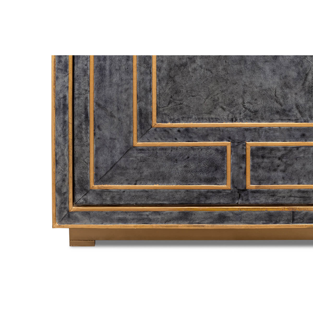 Modern Blue Leather Cabinet - English Georgian America