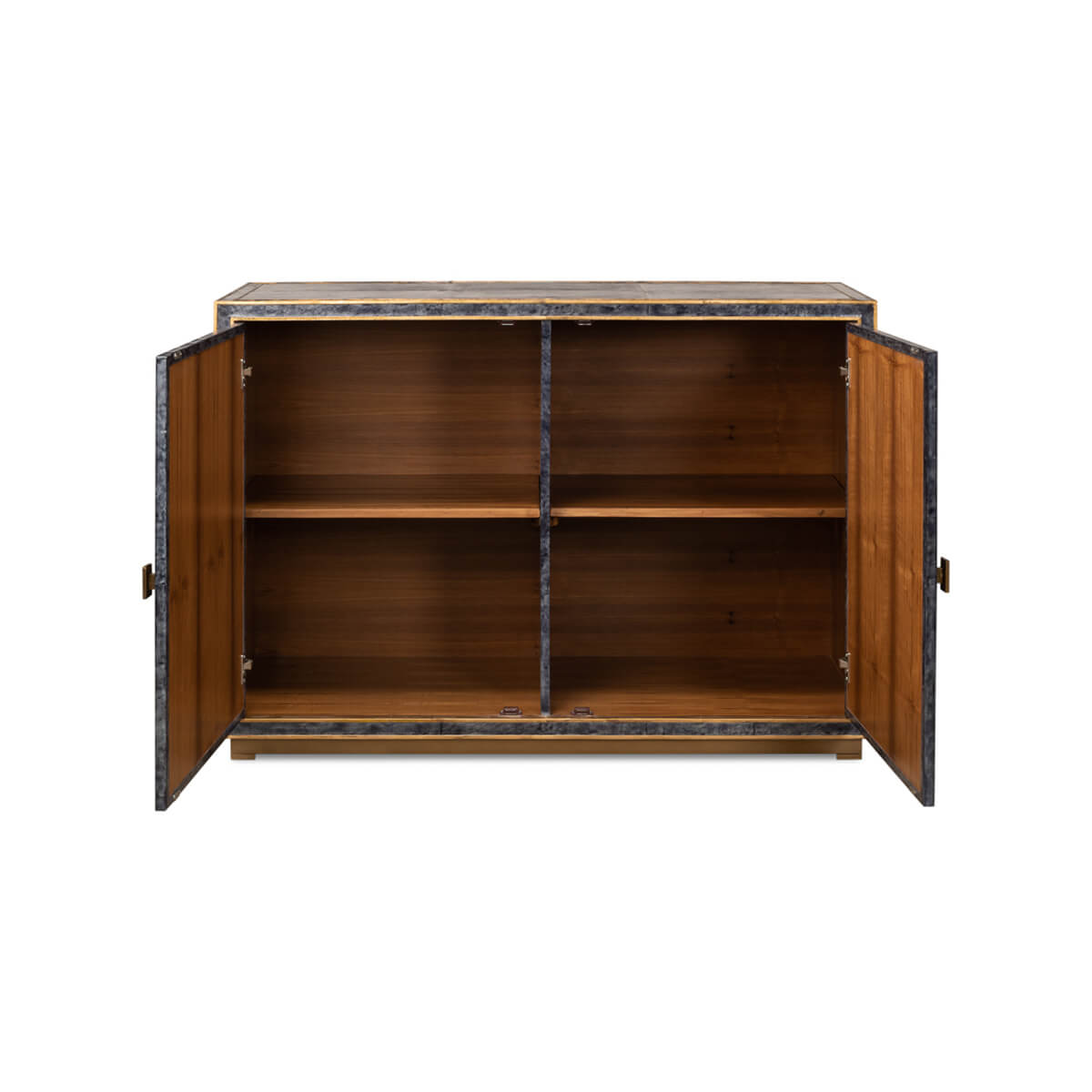 Modern Blue Leather Cabinet - English Georgian America