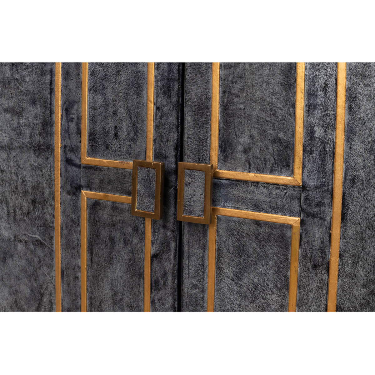 Modern Blue Leather Cabinet - English Georgian America