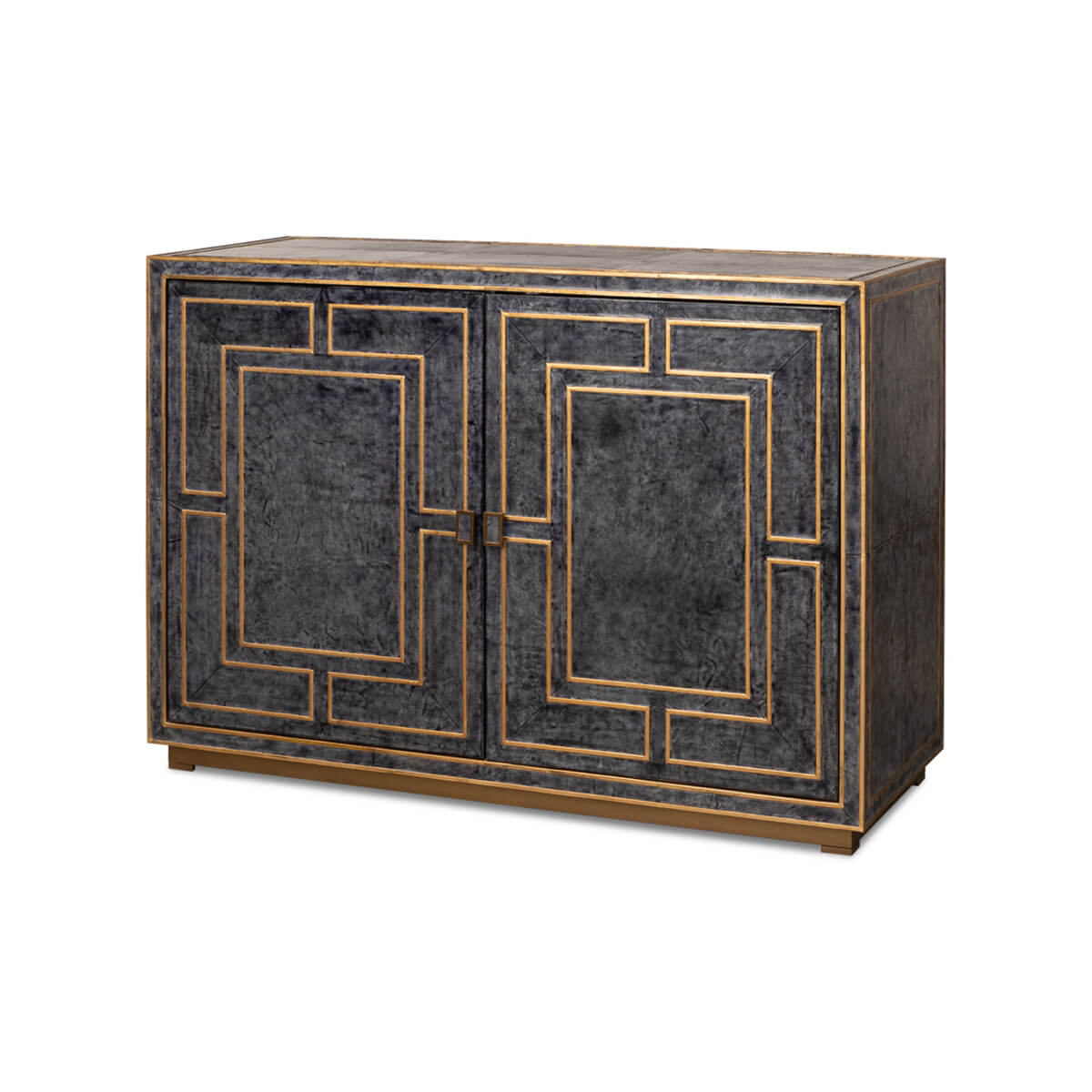 Modern Blue Leather Cabinet - English Georgian America