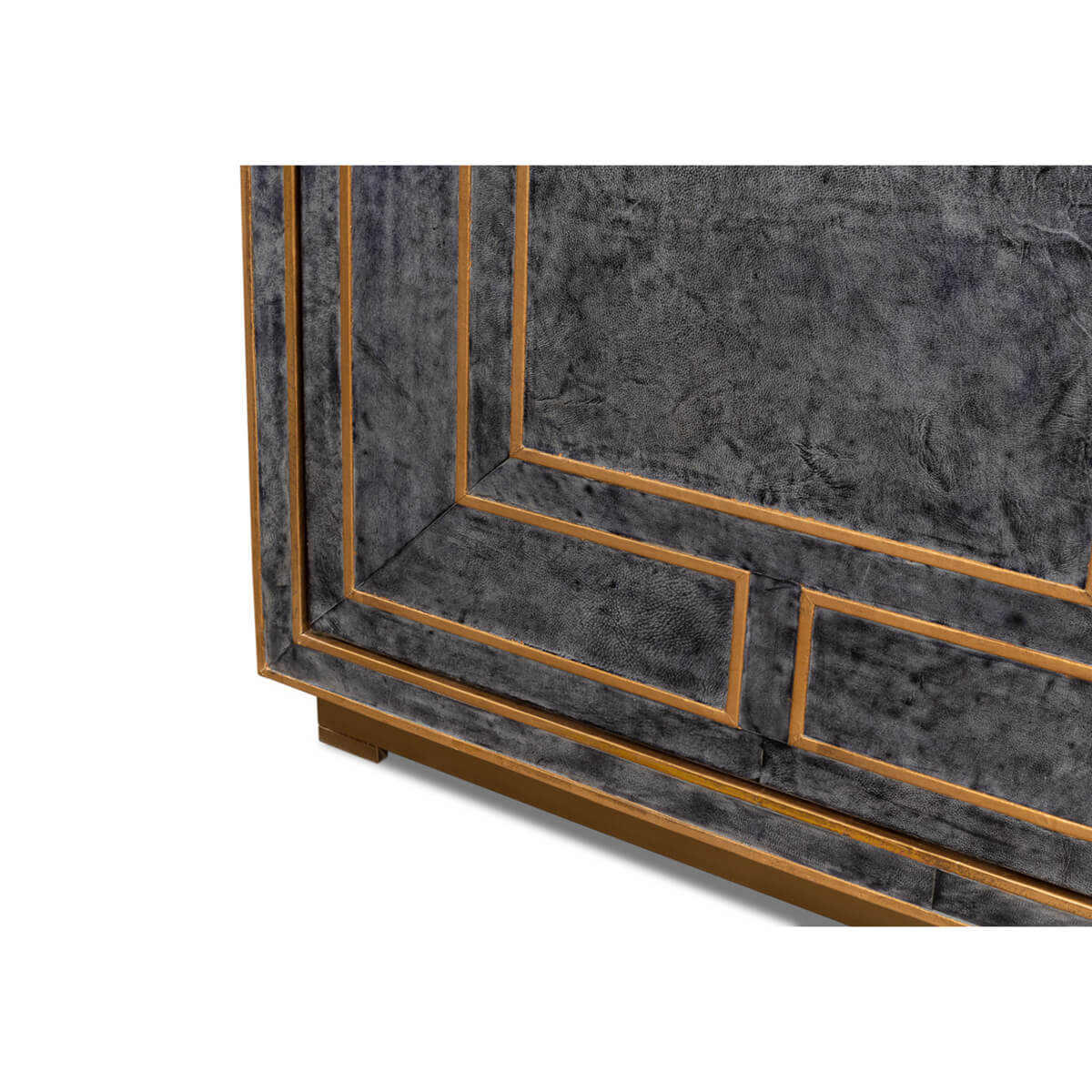 Modern Blue Leather Cabinet - English Georgian America