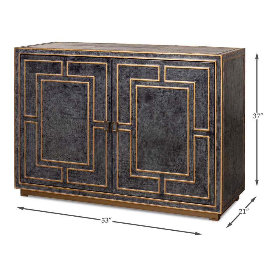 Modern Blue Leather Cabinet - English Georgian America