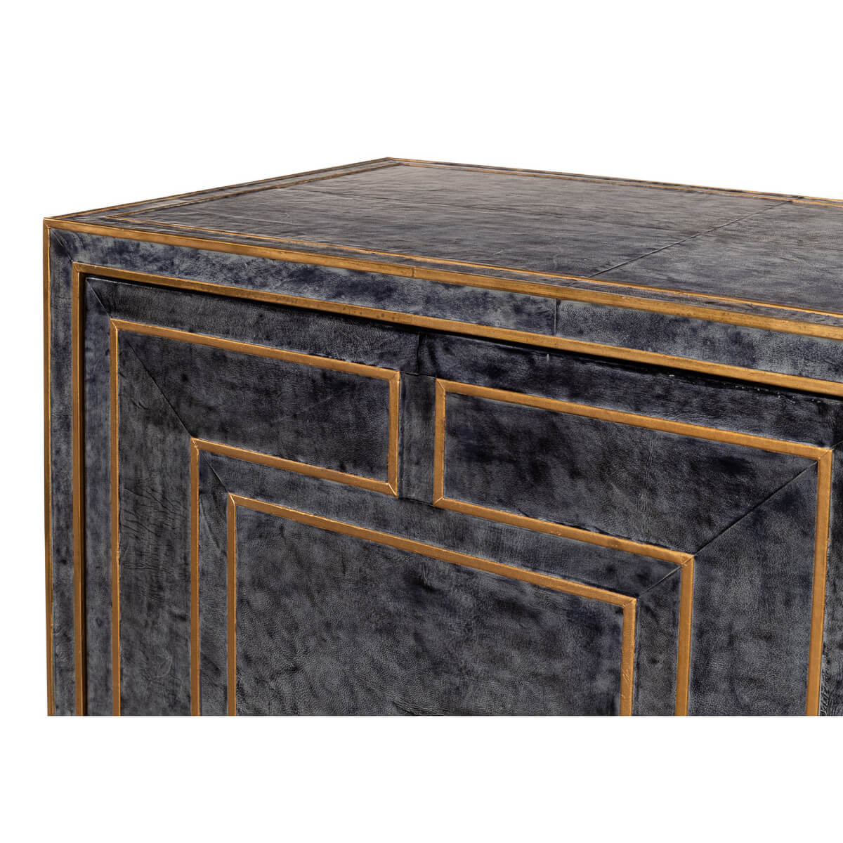 Modern Blue Leather Cabinet - English Georgian America