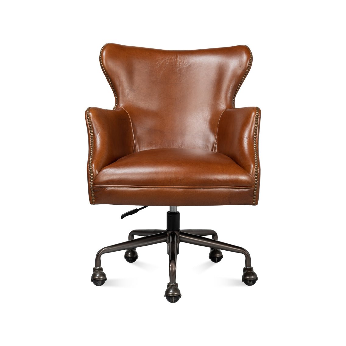 Modern Brown Leather Desk Chair - English Georgian America