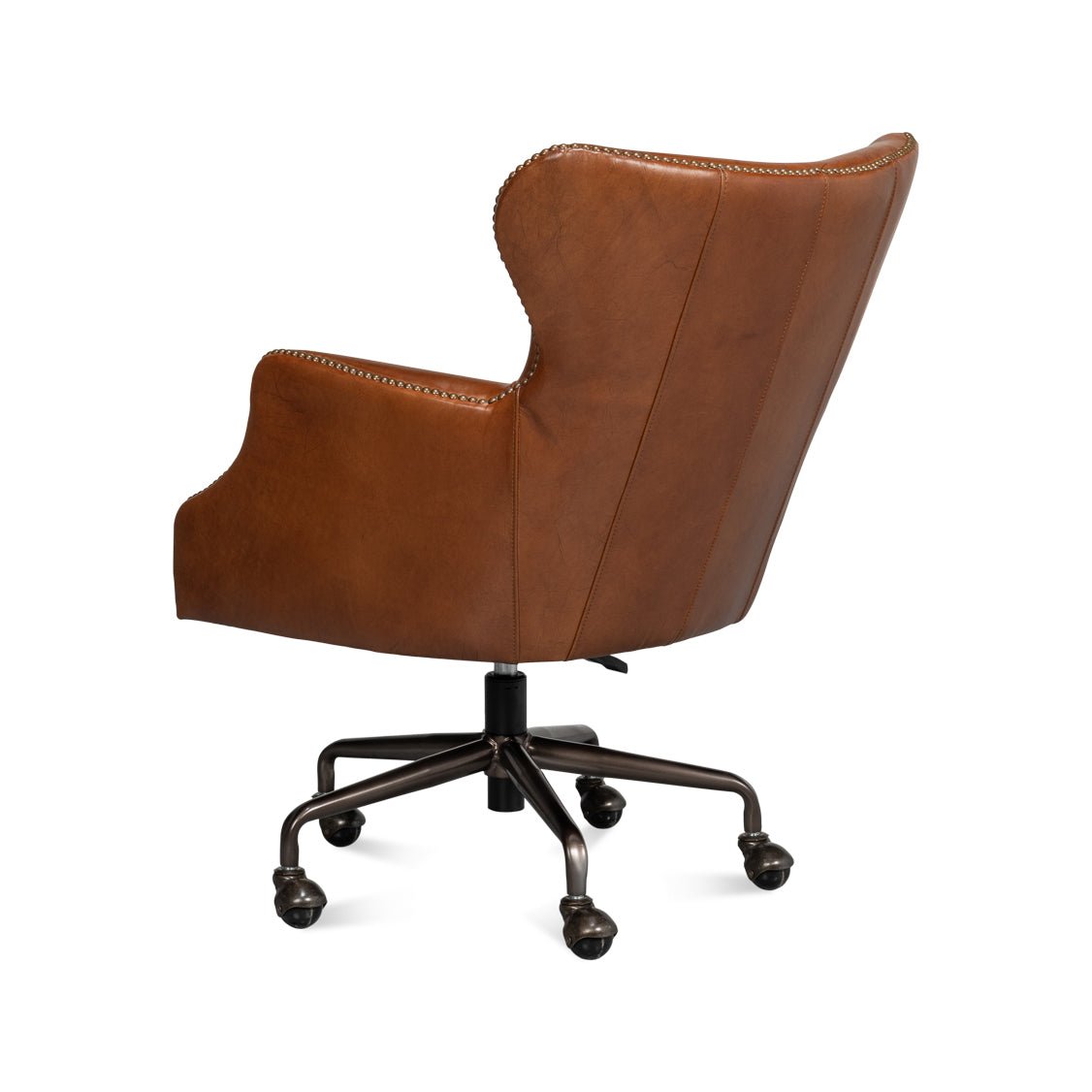 Modern Brown Leather Desk Chair - English Georgian America