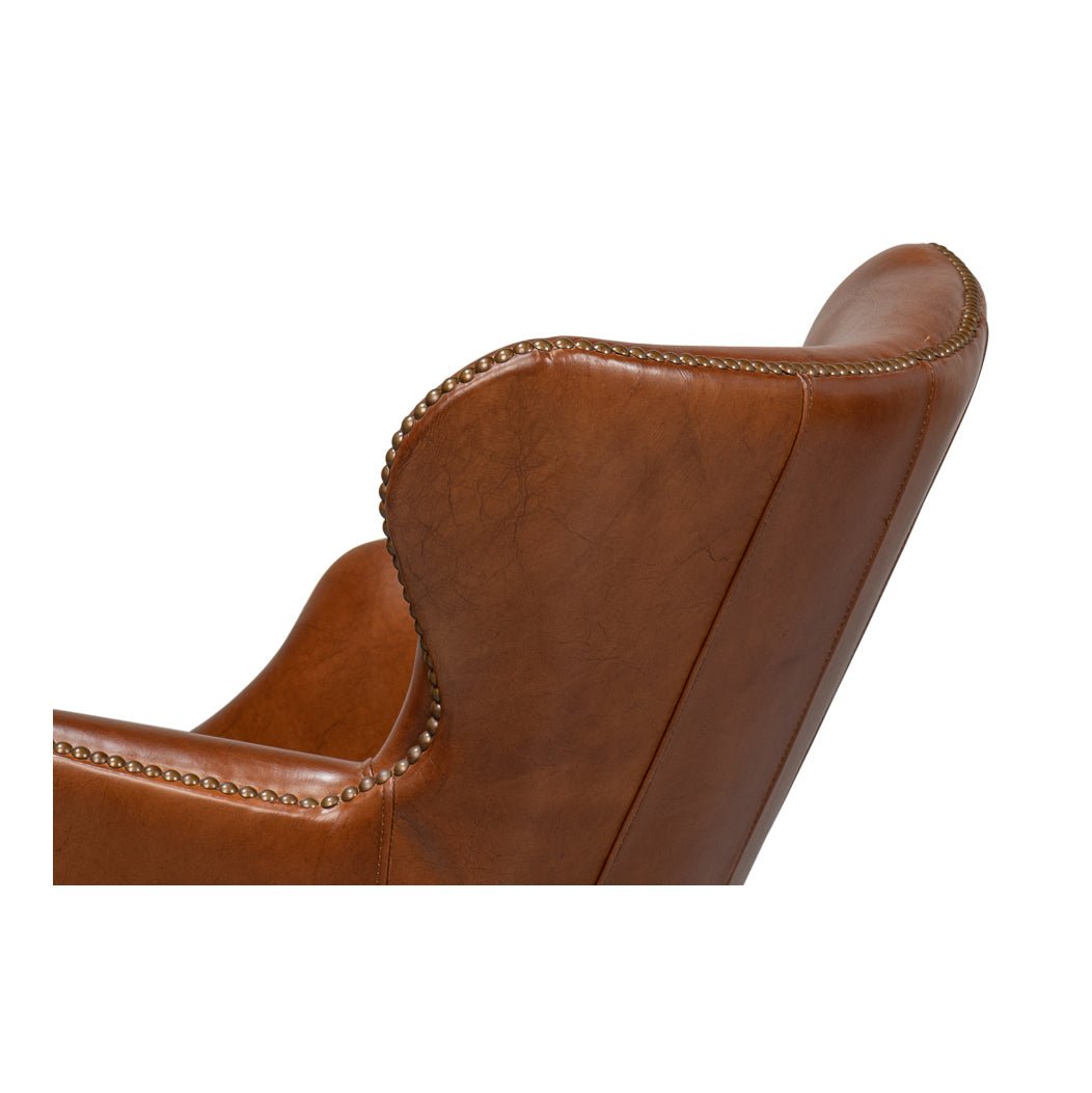 Modern Brown Leather Desk Chair - English Georgian America