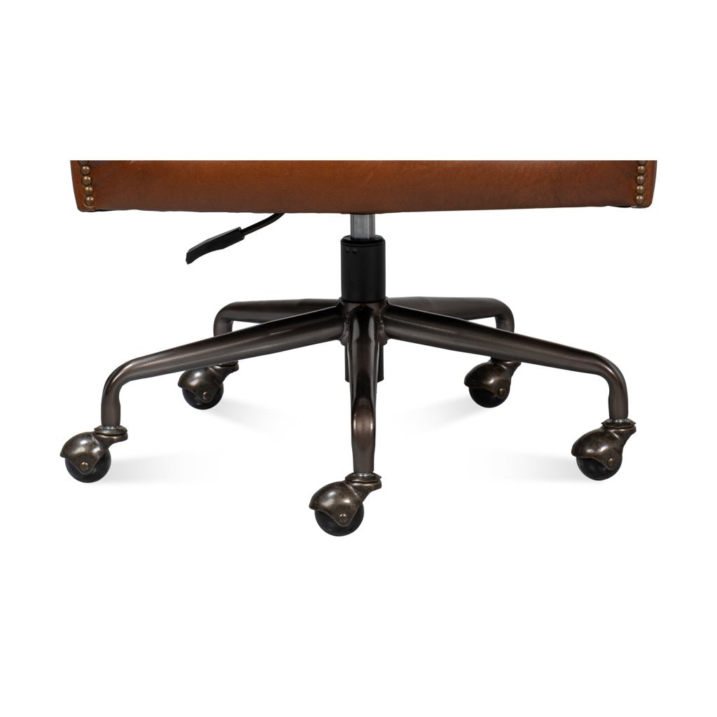 Modern Brown Leather Desk Chair - English Georgian America