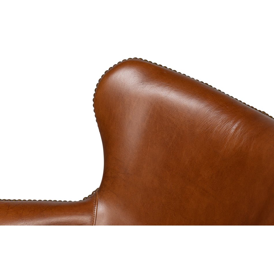 Modern Brown Leather Desk Chair - English Georgian America