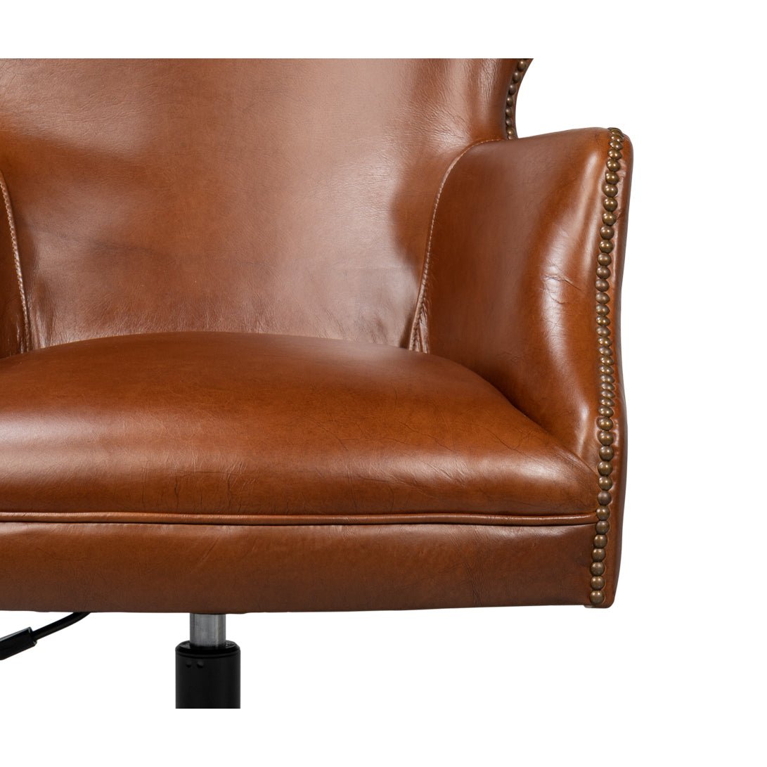 Modern Brown Leather Desk Chair - English Georgian America