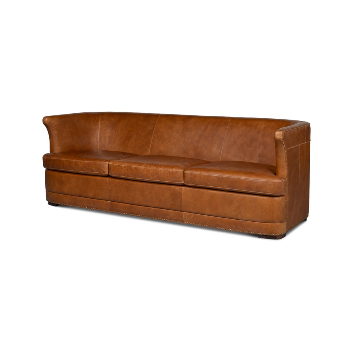 Modern Brown Leather Sofa - English Georgian America