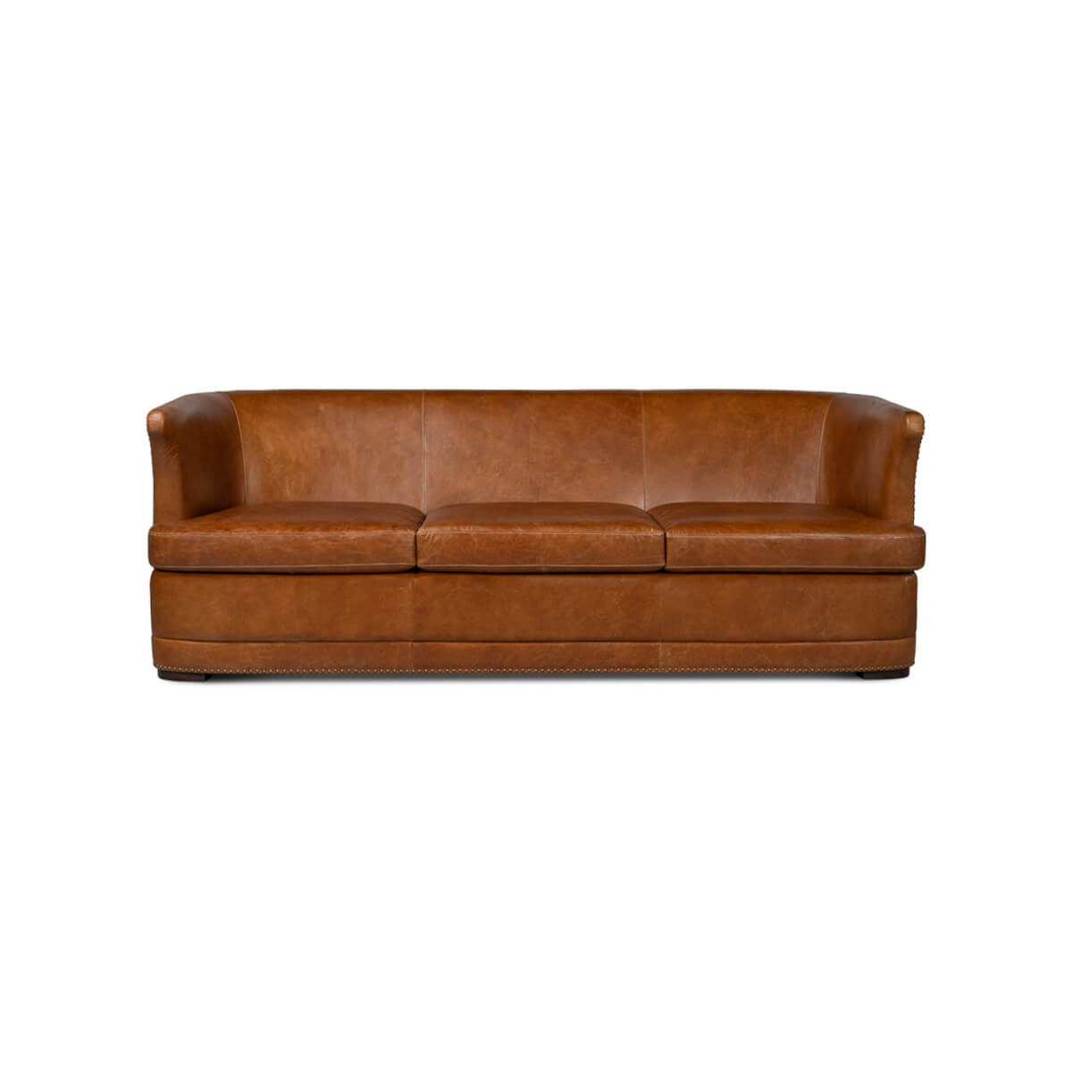 Modern Brown Leather Sofa - English Georgian America