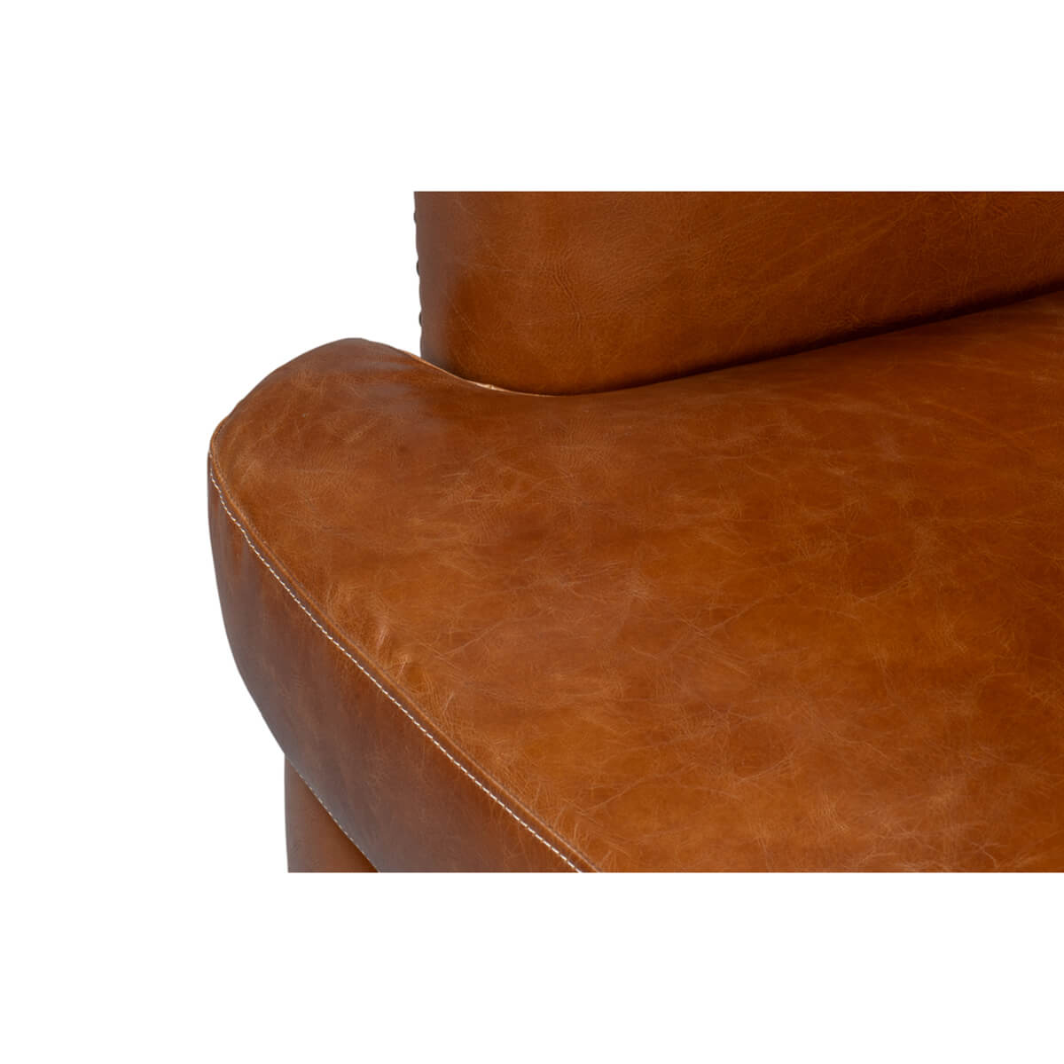 Modern Brown Leather Sofa - English Georgian America