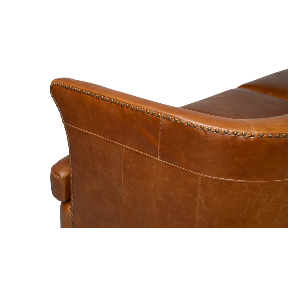 Modern Brown Leather Sofa - English Georgian America