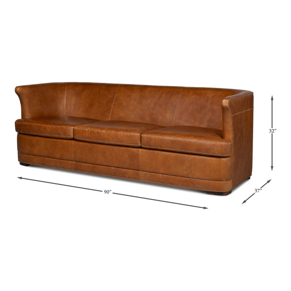 Modern Brown Leather Sofa - English Georgian America