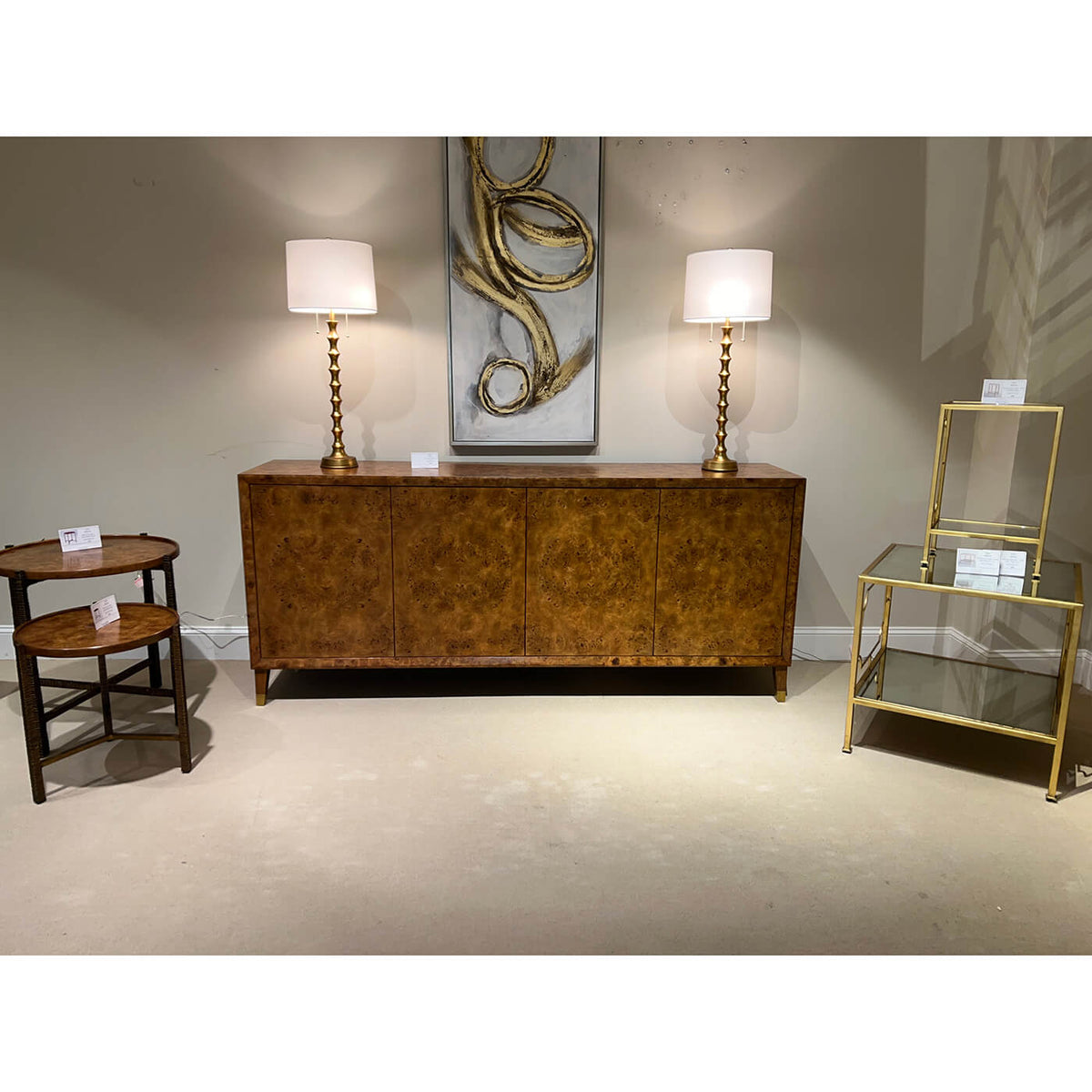 Modern Burl Buffet Sideboard - English Georgian America