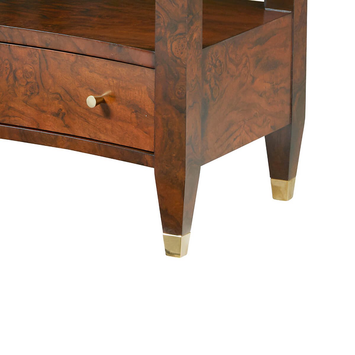 Modern Burl Nightstand - English Georgian America