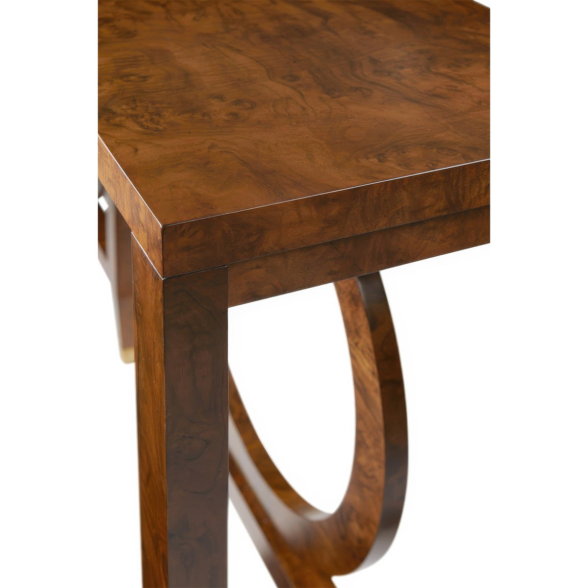 Modern Burl Walnut Console Table - English Georgian America