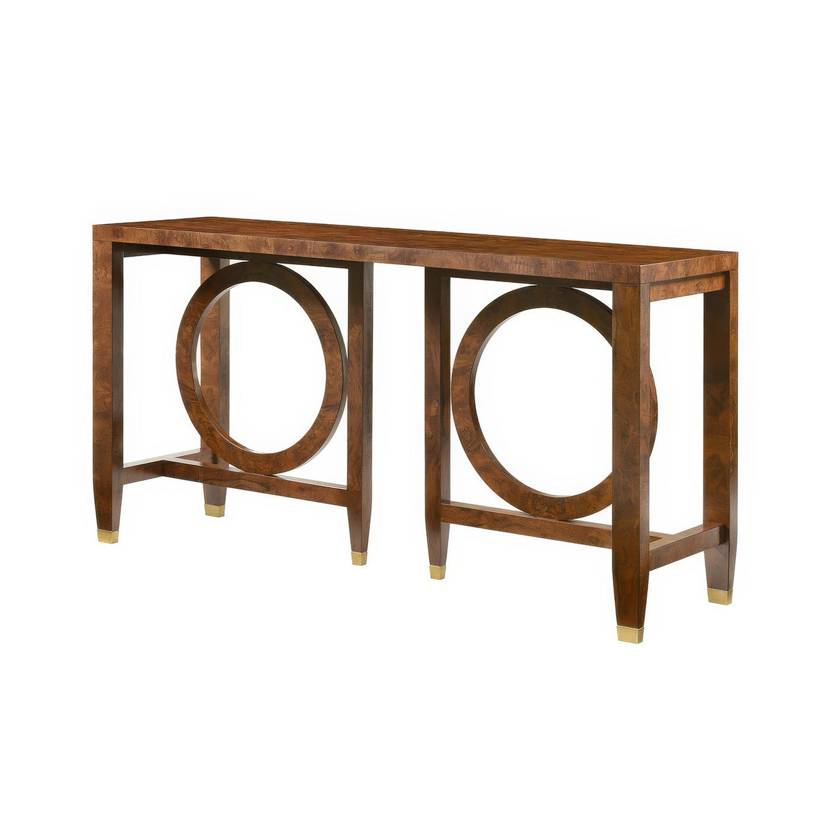 Modern Burl Walnut Console Table - English Georgian America