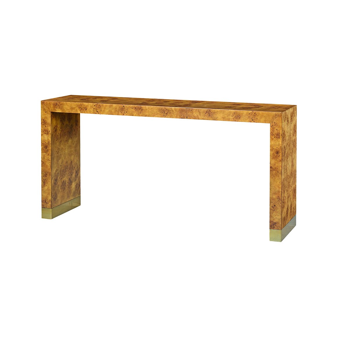 Modern Burl Wood Console Table - English Georgian America