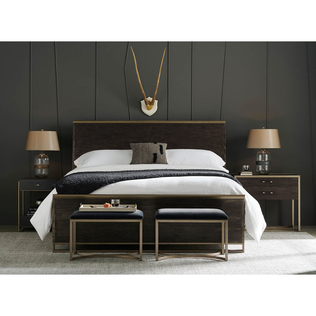 Modern Cerused Oak King Bed - English Georgian America